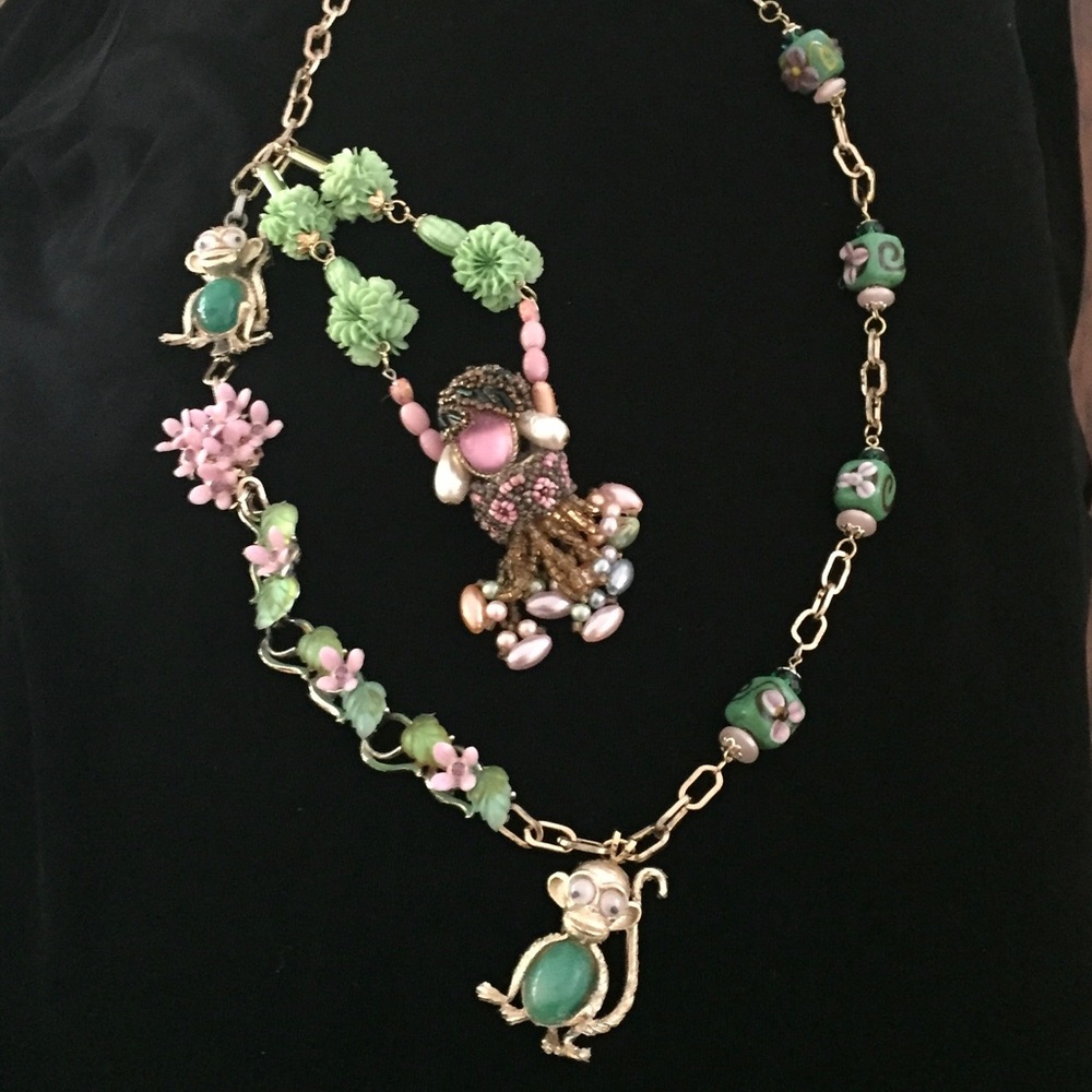 Asymmetrical Monkeying Around Vintage Necklace
